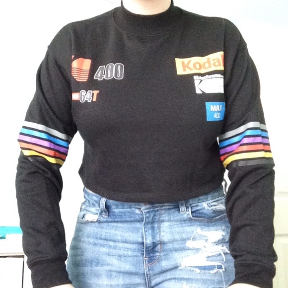 Kodak Tops - KODACK cropped racer half turtleneck line